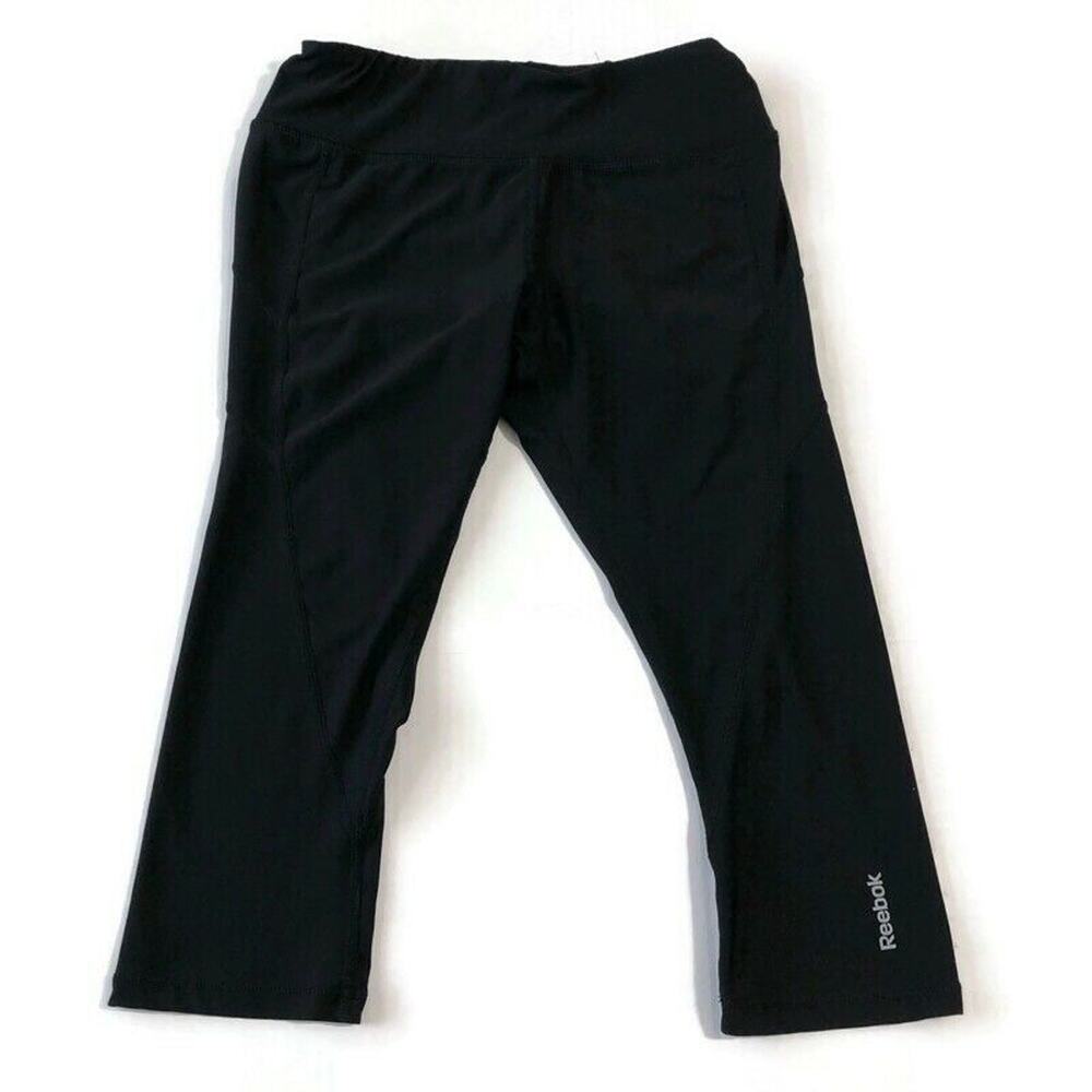 Reebok Womens Cropped Leggings Size Medium Athletic Cropped Leggings Yoga Black